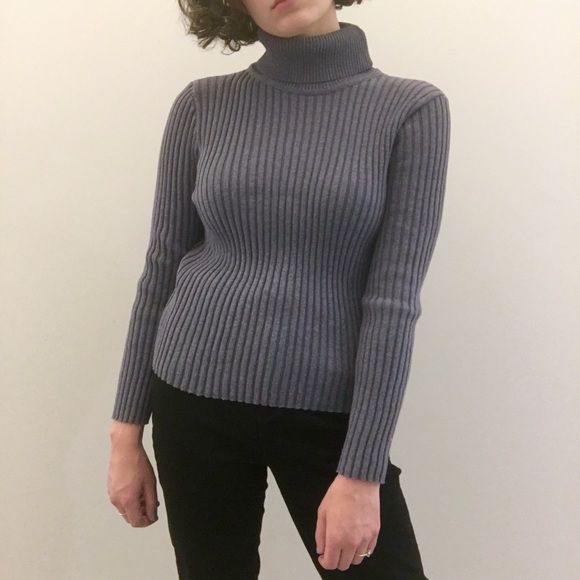 Vintage Sweaters - Vintage 90s Pale Blue Turtleneck Sweater